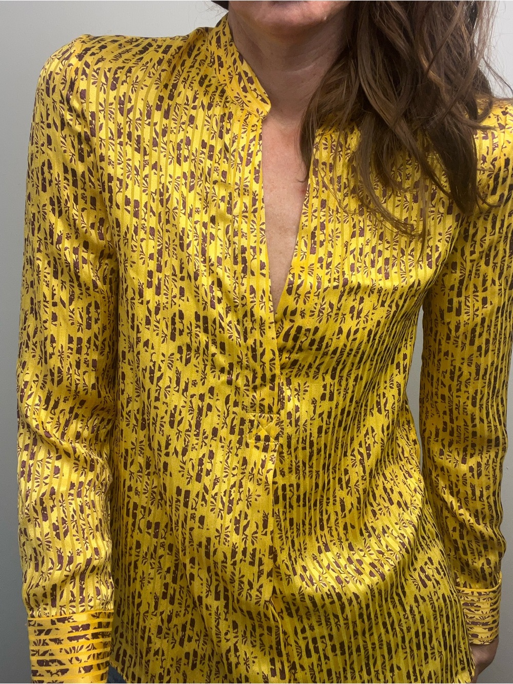 Alice + Olivia Amos Mock Neck Tunic – Rome Floral Tuscany (Marigold) Size S/P